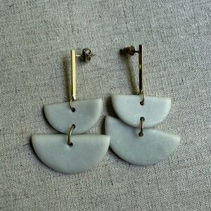 Gold and Cream Geometric Earrings